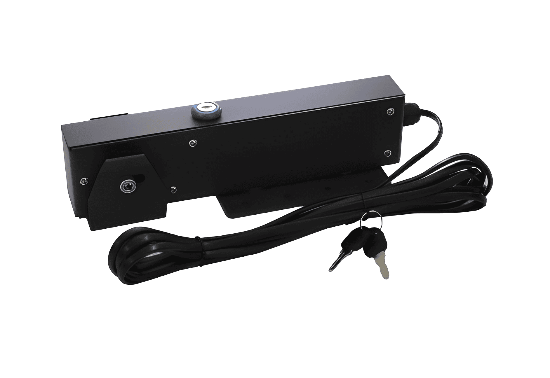 Heavy-duty automatic gate lock with keys for SAMT Garage & Gate Automation in Prestons, New South Wales, Australia.