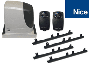 Nice sliding gate motor kit with remote controls and racks, for automatic gate opener installation in Prestons, New South Wales, Australia.