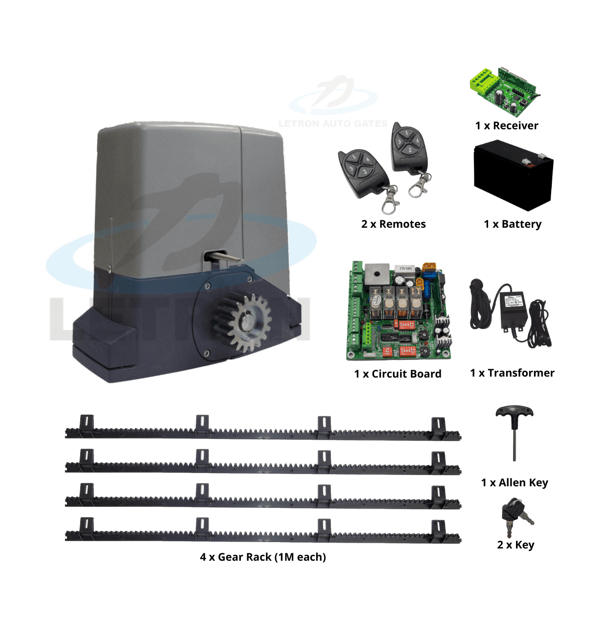 Sliding gate motor kit with solar panel and remotes from SAMT Garage & Gate Automation, Prestons, New South Wales, Australia.