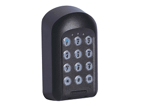 Duplicate image of a black numeric keypad entry system with blue backlit buttons for gate access control in Prestons, New South Wales, Australia