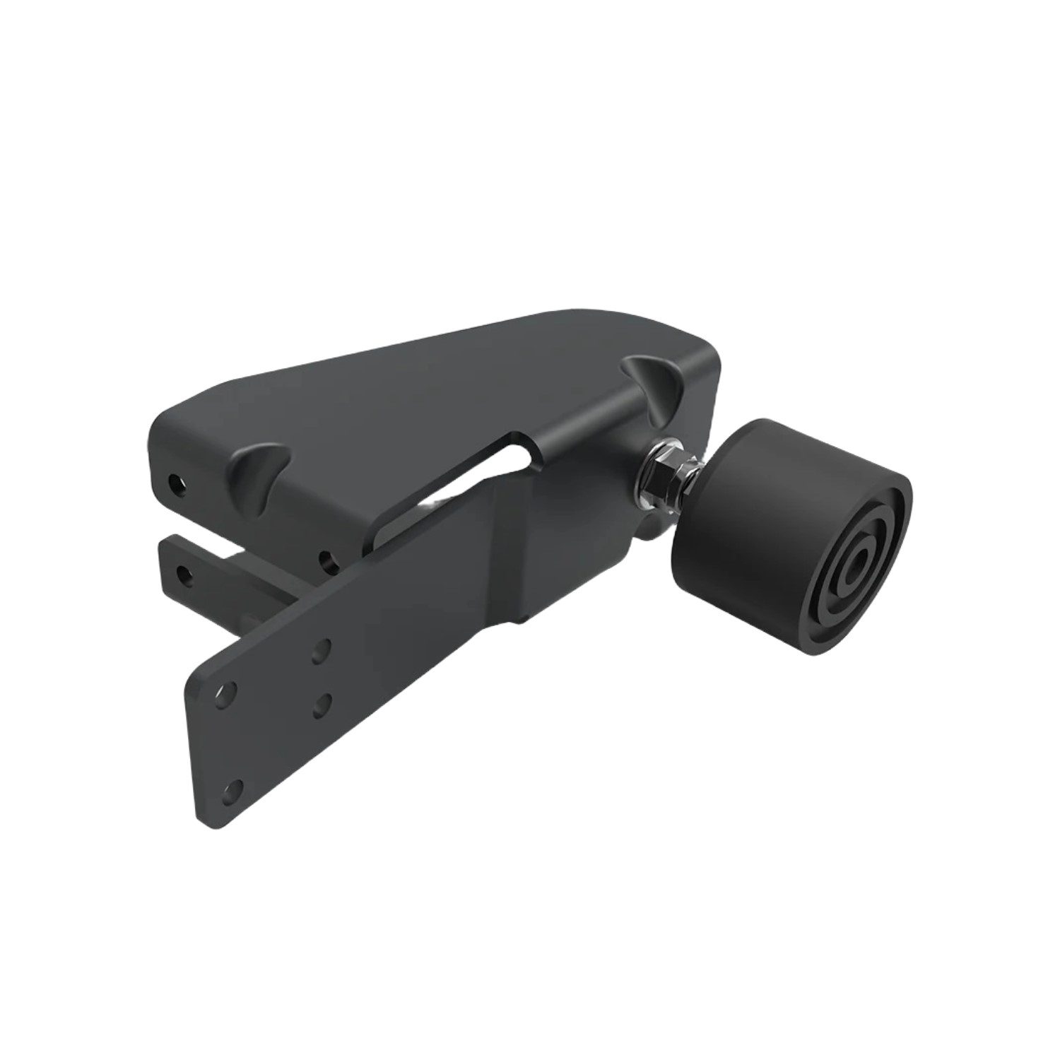 Adjustable metal gate stop bracket with rubber buffer for gate installations, found in Prestons, New South Wales, Australia