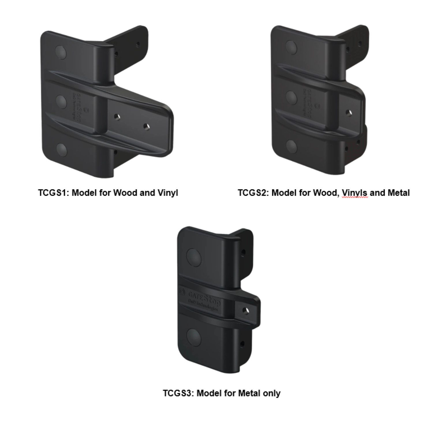 Three black polymer gate stops for wood, metal, vinyl gates in Prestons, New South Wales, Australia.