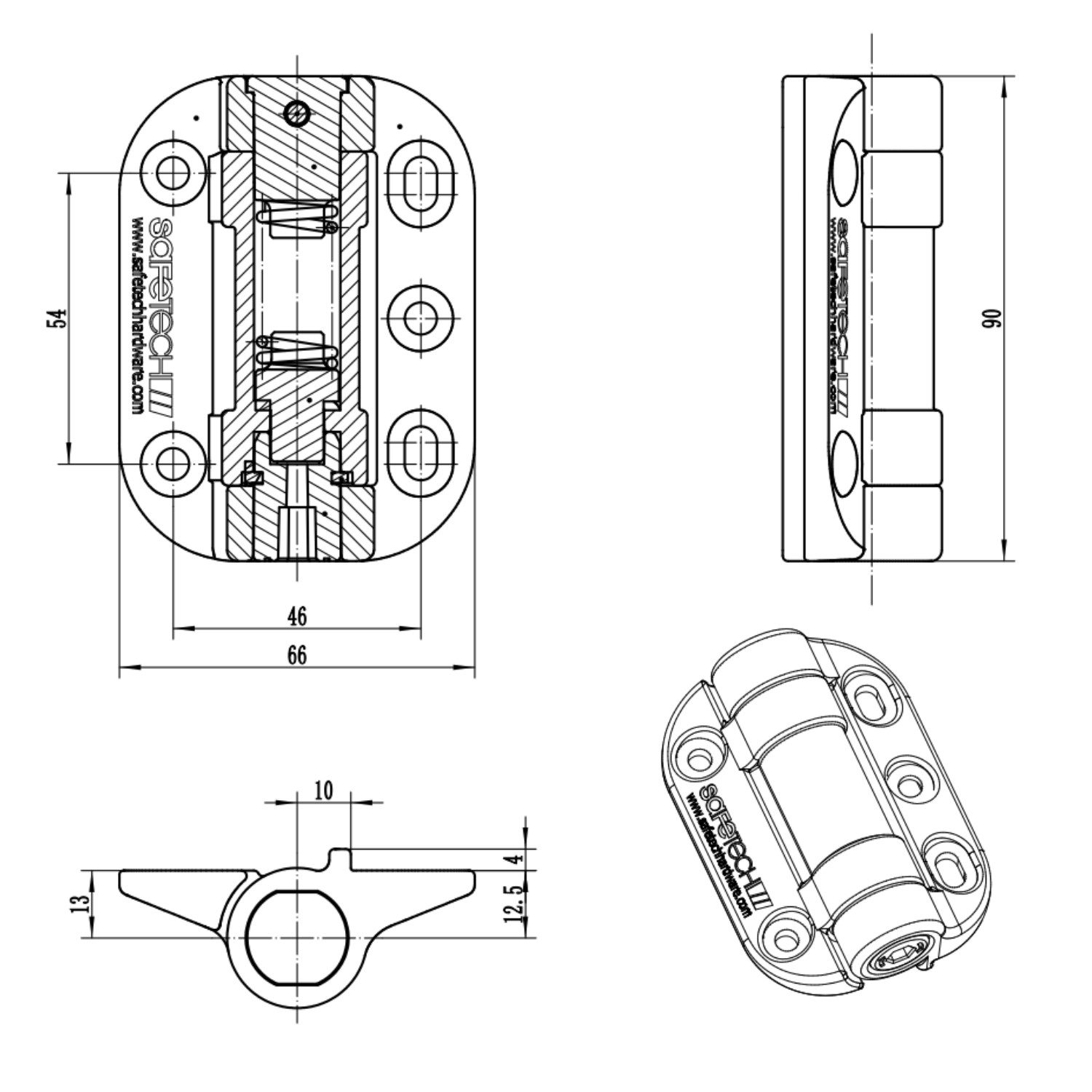 Instructional Diagram – Insert Tool to Reset Hinge Tension Step 1 illustration showing how to insert the Allen key or adjustment tool into the top of the self-closing hinge mechanism, with a highlighted section to indicate the proper insertion point for resetting hinge tension By SAMT Garage & Gate Automation in Prestons, New South Wales, Australia.