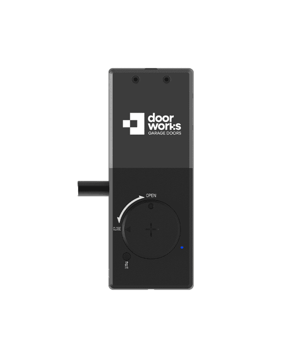 Door Works black garage door opener control unit for automatic garage door operation in Prestons, New South Wales, Australia by SAMT Garage & Gate Automation.