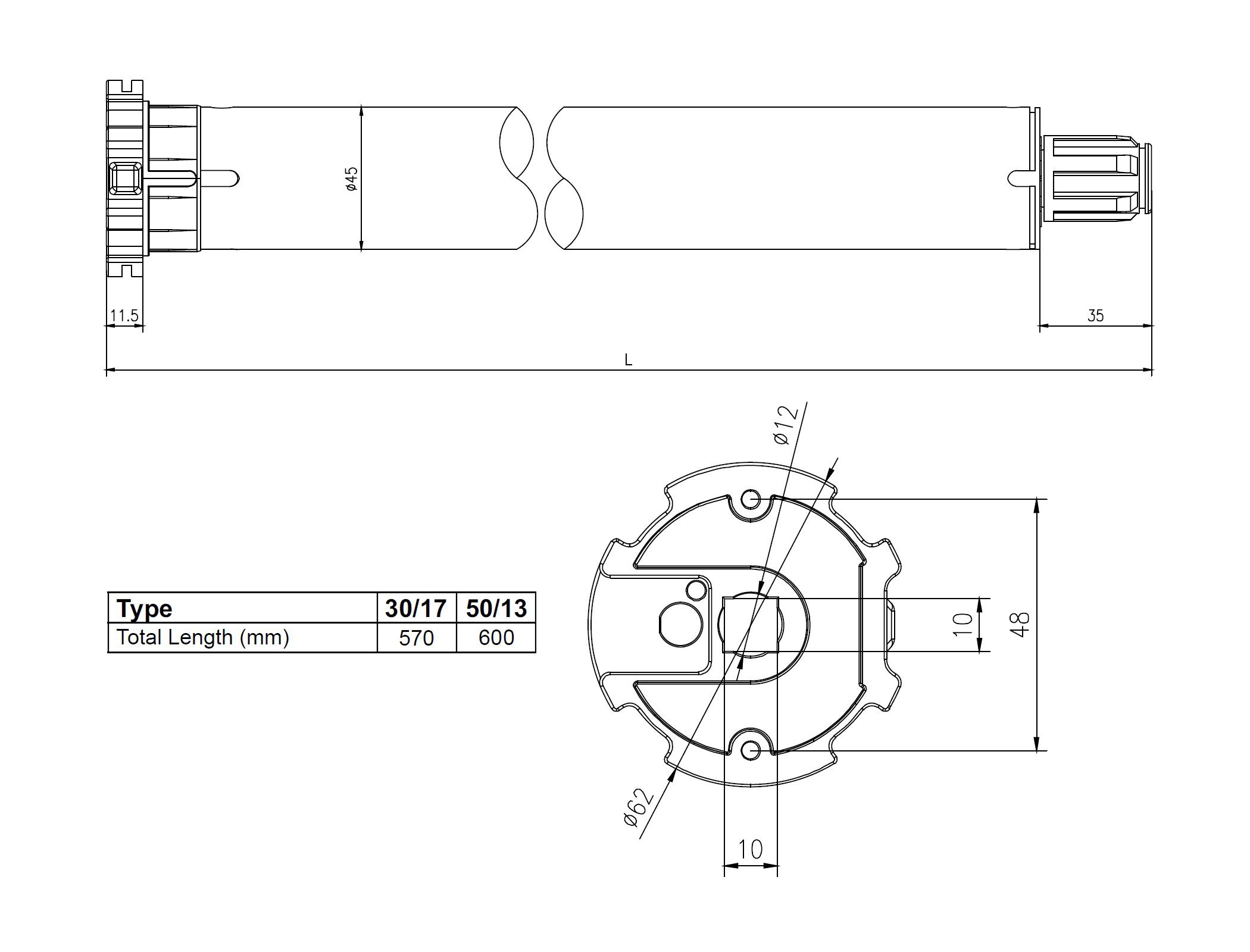 Alpha Tubular Cassette Awning Motor WSER50 - Image 2