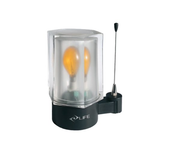 Amber warning light with antenna for LIFE gate automation, used as a safety indicator in Prestons, New South Wales, Australia