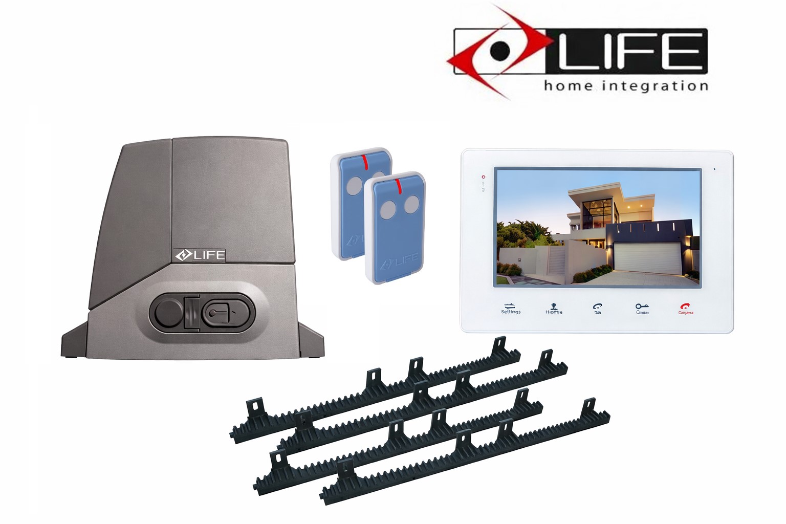 LIFE Acer AC4/AC4R Slide Gate Motor Kit with 7″ Intercom White