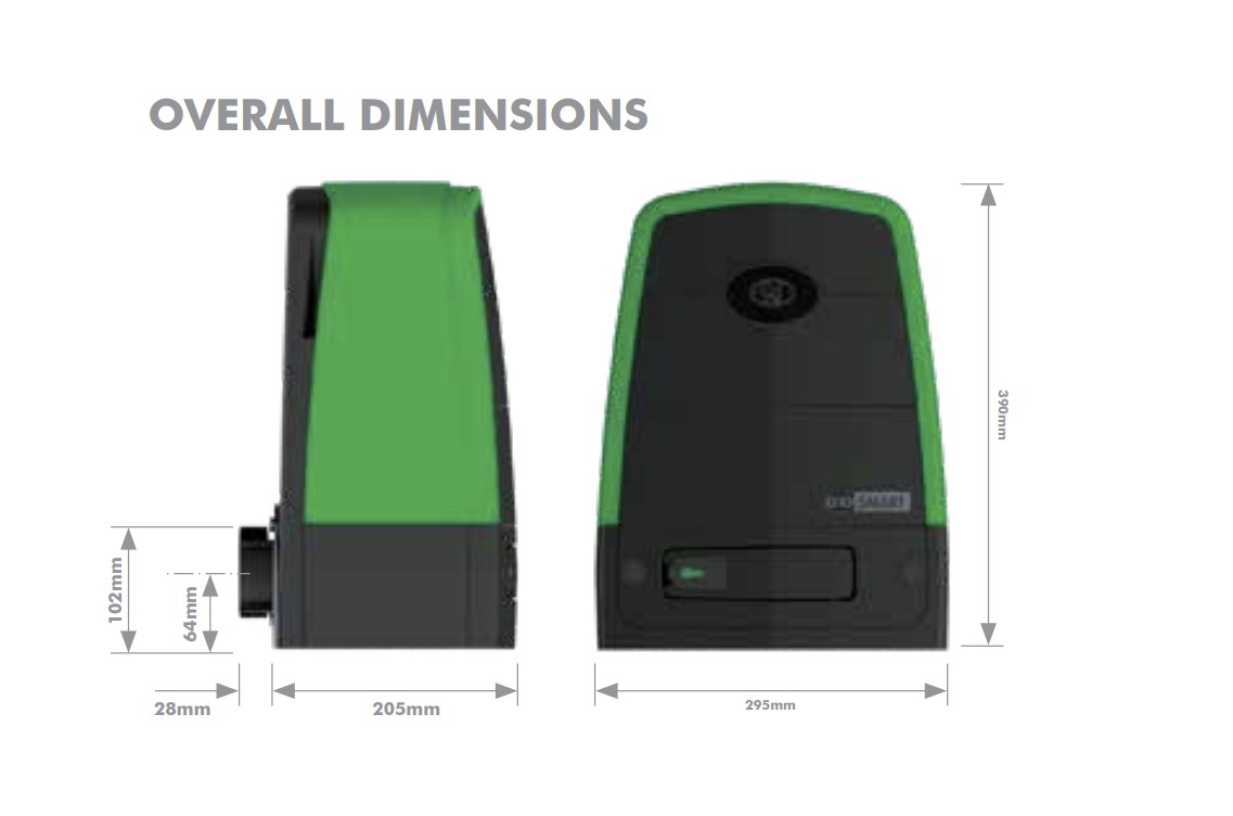 Centsys sliding gate motor with overall dimensions, ideal for automatic gate motor needs in Australia.
