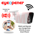 EyeOpener WiFi camera for smart garage door opener, operate and monitor gates from your smartphone in Australia.