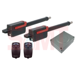 Nice linear actuator gate automation kit with two actuators, control box, and two Nice Flor-s remote controls, in Prestons, New South Wales, Australia