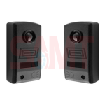 Pair of black automatic garage door sensors for automatic doors by SAMT in Prestons, New South Wales, Australia.