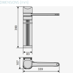 Dimension drawing for swing gate motor arm by SAMT Garage & Gate Automation in Prestons, New South Wales, Australia.