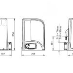 Dimension diagram of sliding gate motor for automatic gates, SAMT Garage & Gate Automation, Prestons, New South Wales, Australia.