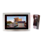 Video intercom system set including a monitor displaying a modern house and an outdoor call station unit, used for visitor access control in Prestons, New South Wales, Australia.