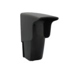 Black outdoor safety sensor with cover for gate, isolated, in Prestons, New South Wales, Australia.